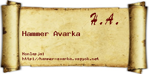 Hammer Avarka névjegykártya